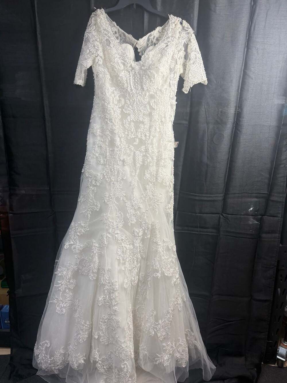 Demetrios Style 1488 Lace Ivory Nude Wedding Dress Size 10